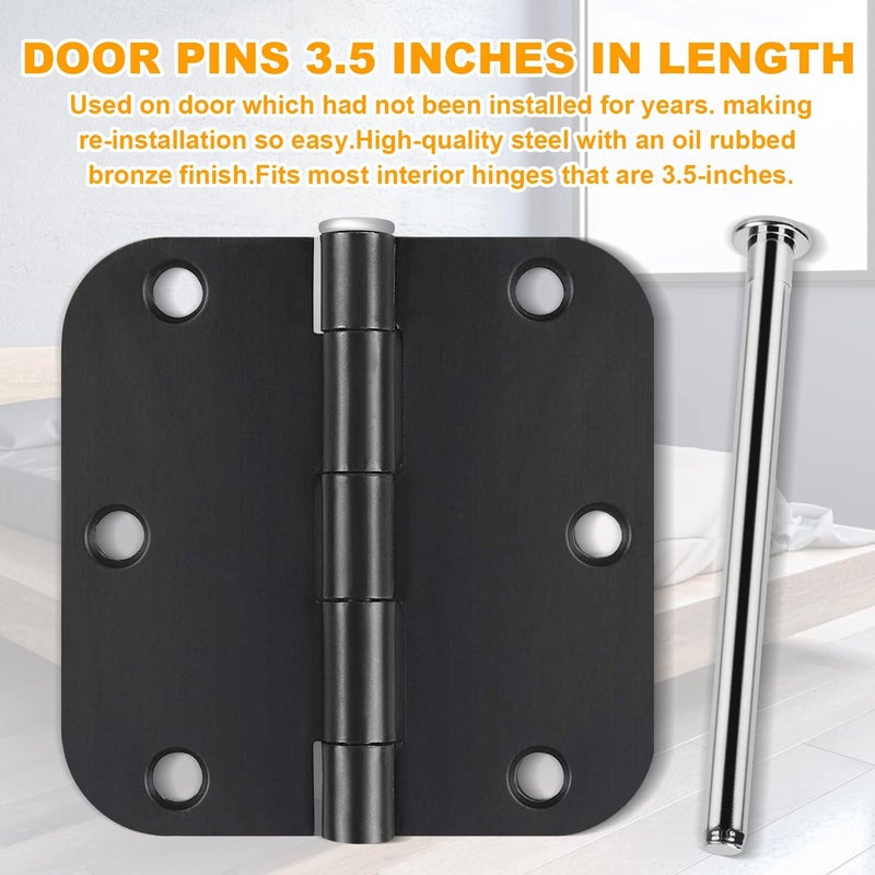 GEAIN 6 Pieces of 3.5-inch Indoor Door Hinge pins Replacement, Suitable for 3.5-inch Oil-Rubbed Bronze Hinge pins and Screws, Silver - Image 4